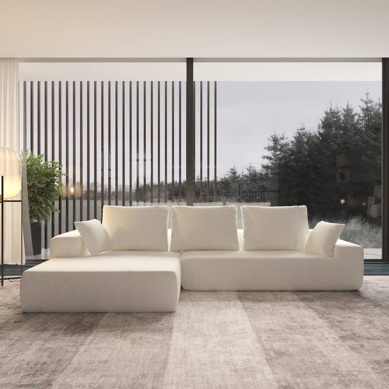 Momei L-Shaped Sofa - High-Density Foam with Spring, Multiple Cushions, Living Room