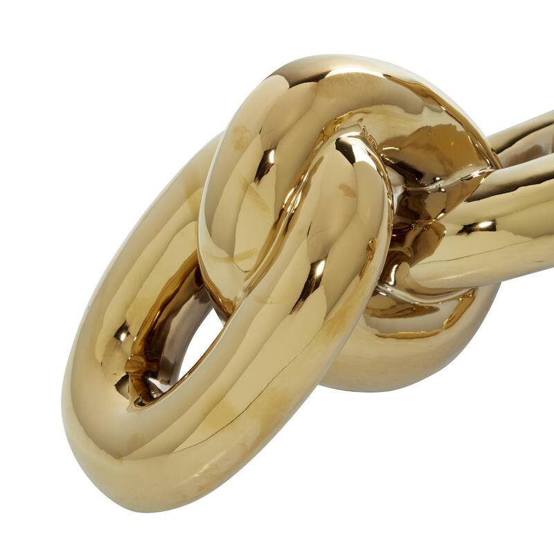 Porcelain Ceramic Chain Decorative Sculpture - Set of 2 Gold, Silver - CosmoLiving by Cosmopolitan
