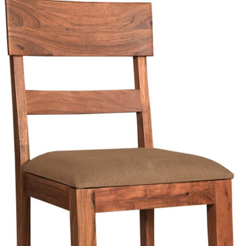 Set of 2 Rustic Brown Upholstered Dining Chairs with Solid Wood Frame and Slat Back for Kitchen Use - 36”H x 18”W x 18”D