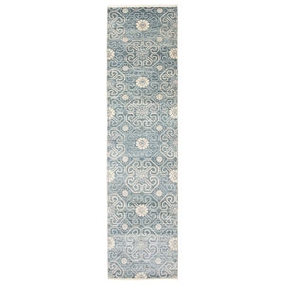 ECARPETGALLERY Hand-knotted Mystique Dark Teal Wool Rug - 2'8 x 10'0