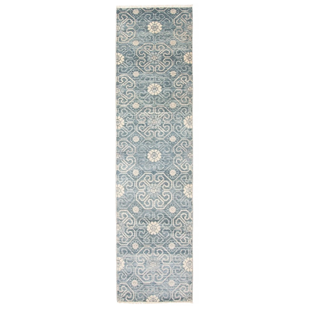 ECARPETGALLERY Hand-knotted Mystique Dark Teal Wool Rug - 2'8 x 10'0
