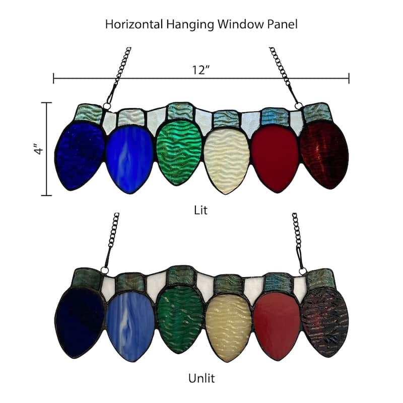 River of Goods Old-Fashioned Holiday Lights River of Goods Stained Glass Window Panel - 12" x 0.25" x 4"