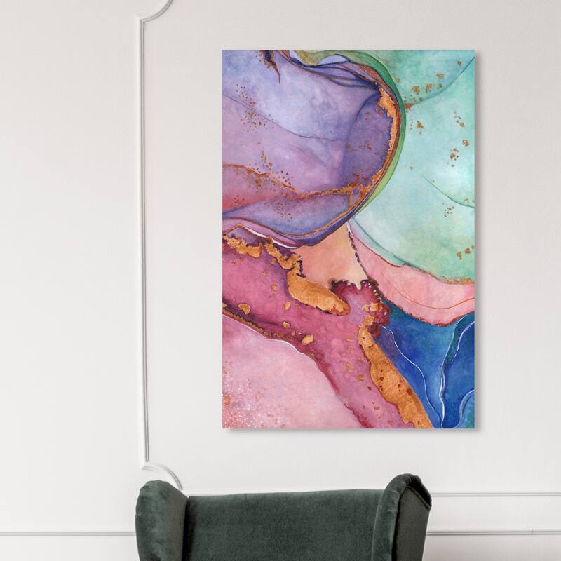 Wynwood Studio Canvas Abstract A fresh start II Purple and Dark Red Modern & Contemporary Wall Art Canvas Print - 45 x 30