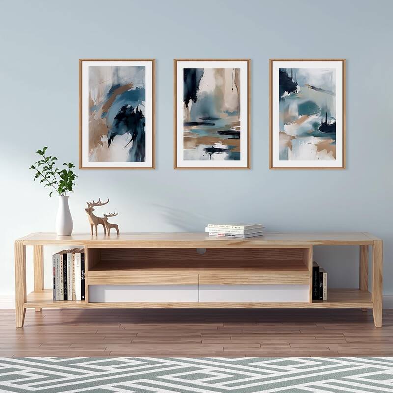 Minimalist Navy Shape Wall Decor, Large Abstract Block Wall Painting