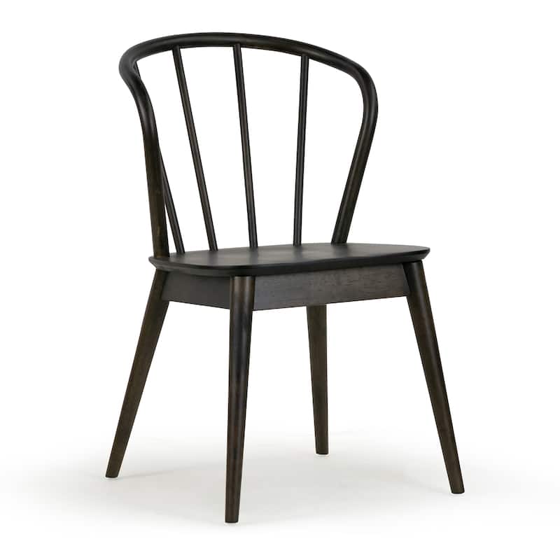 Set of 2 Azure Black Rubberwood Dining Chair with Windsor Back