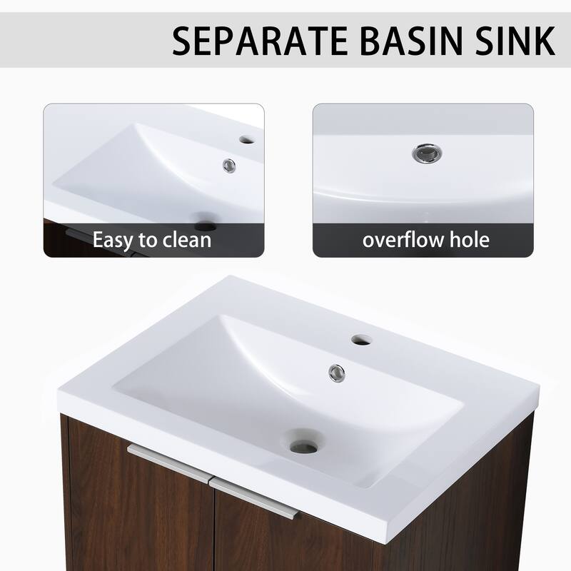 30" Floating Bathroom Vanity with Resin Sink, Soft Closing Door, and Ample Storage Space - 23.6in L Plywood