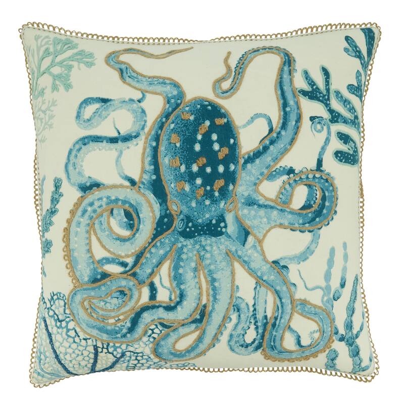 Octopus Design Throw Pillow - Feather Down - 20"
