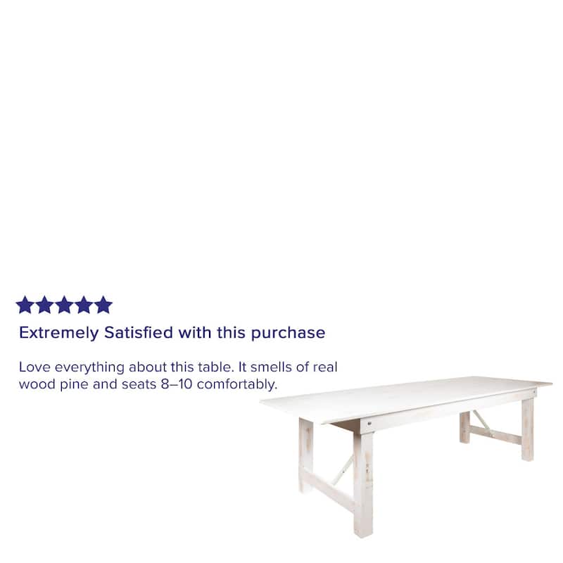 Rustic Farm Solid Pine Folding Dining Table - 108"D x 40"W x 30"H
