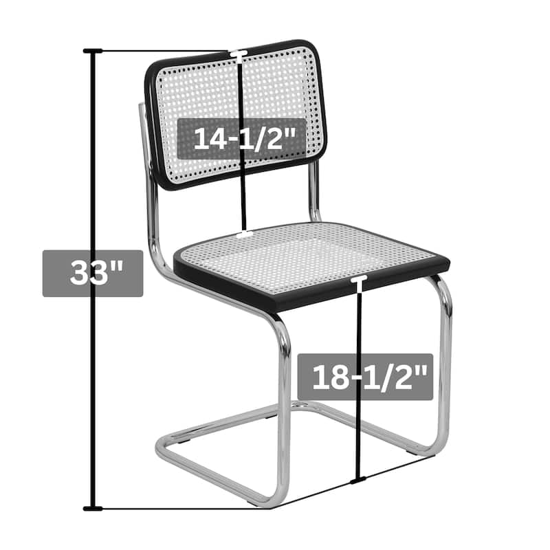 Breuer Chair Company Marcel Breuer Cesca Cane Cantilever Side Chair w/ Black Steel Frame (Various Wood & Cane Colors)