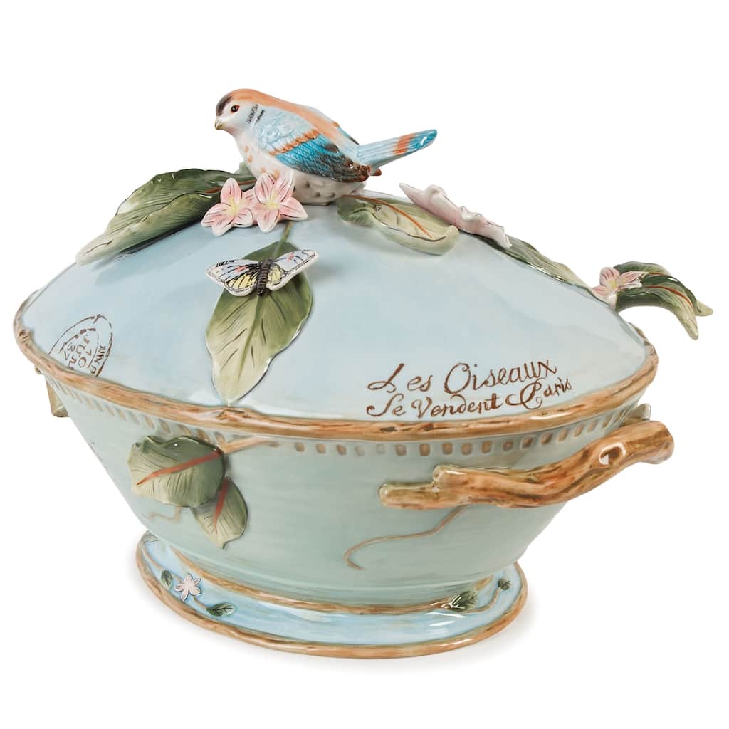 Fitz and Floyd Toulouse Soup Tureen with Ladle, 3,5 Quarts