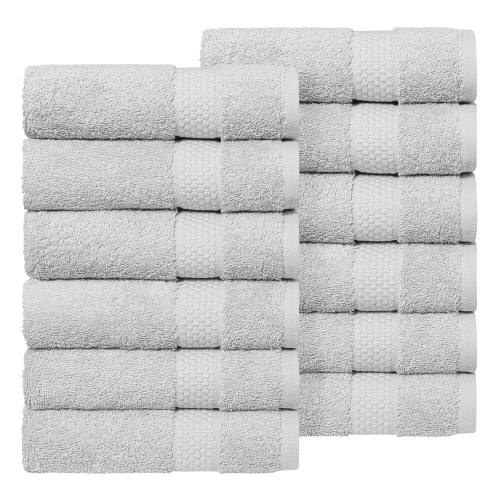 Authentic Hotel and Spa 100% Aeagean Long Staple Turkish Cotton STARLIGHT Terry Hand Towels (Set of 12)