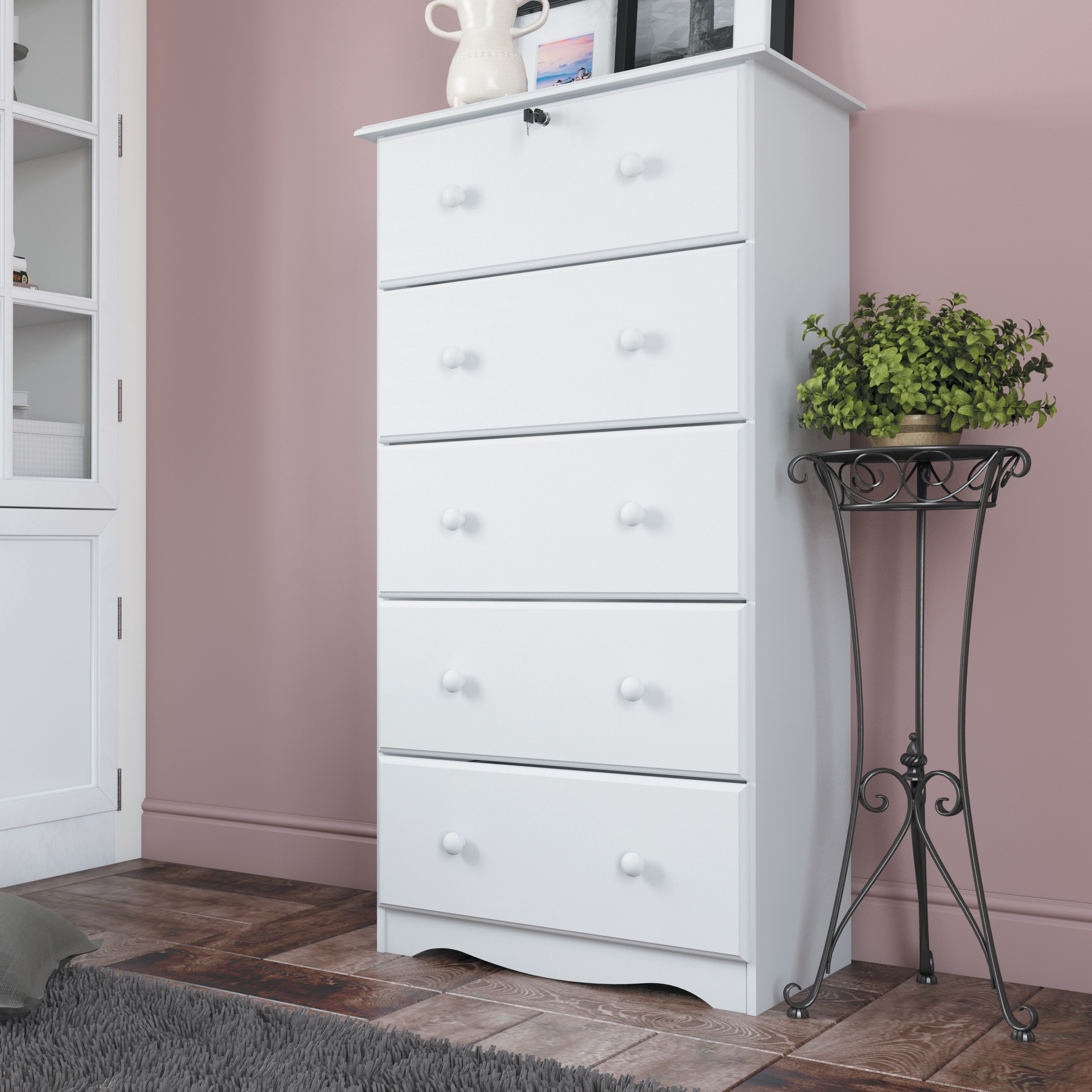 Palace Imports 100% Solid Wood 5-Jumbo Drawer Chest with Lock