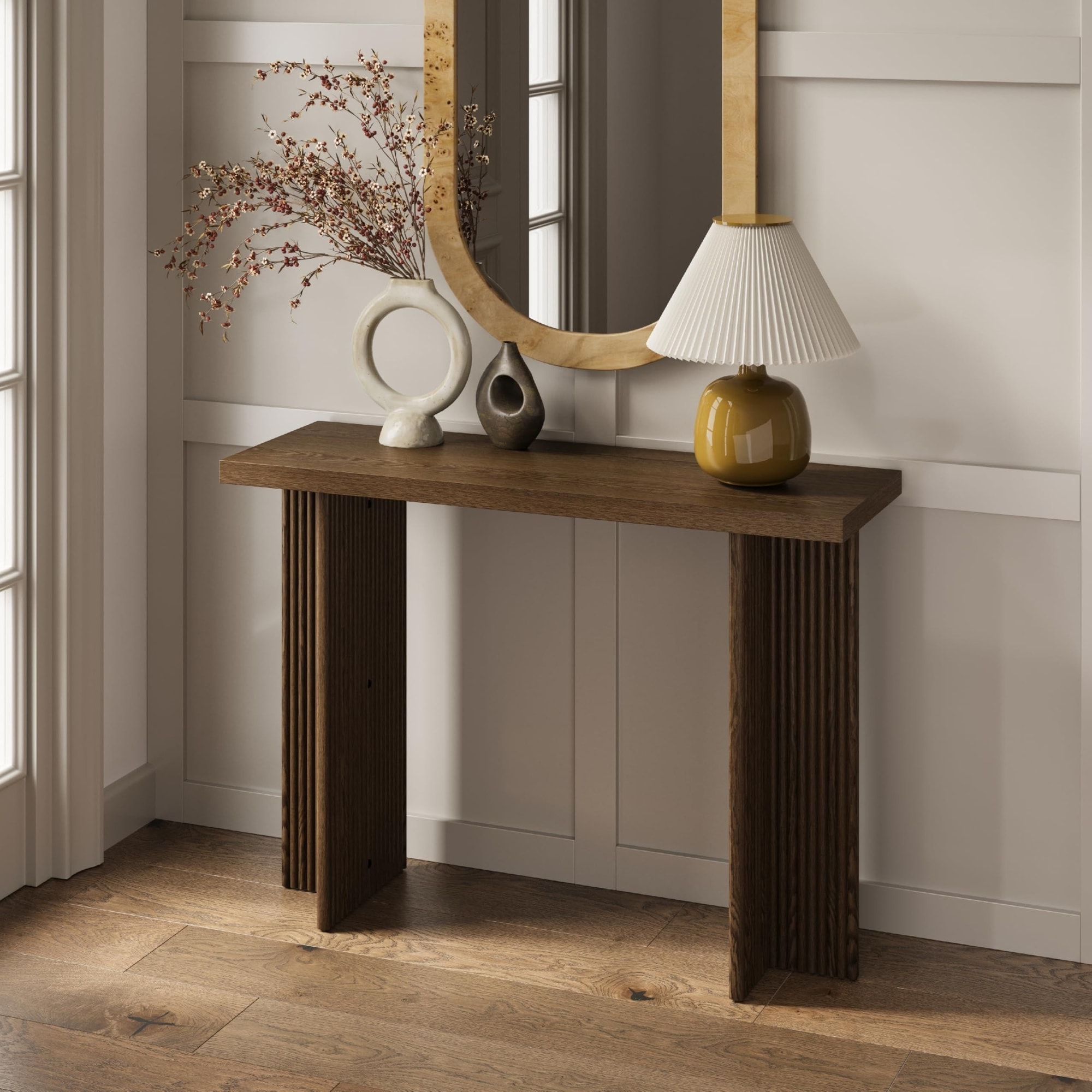 Fluted Console Table Small Entry Table Modern Mid Century Home Decor Living Room Furniture