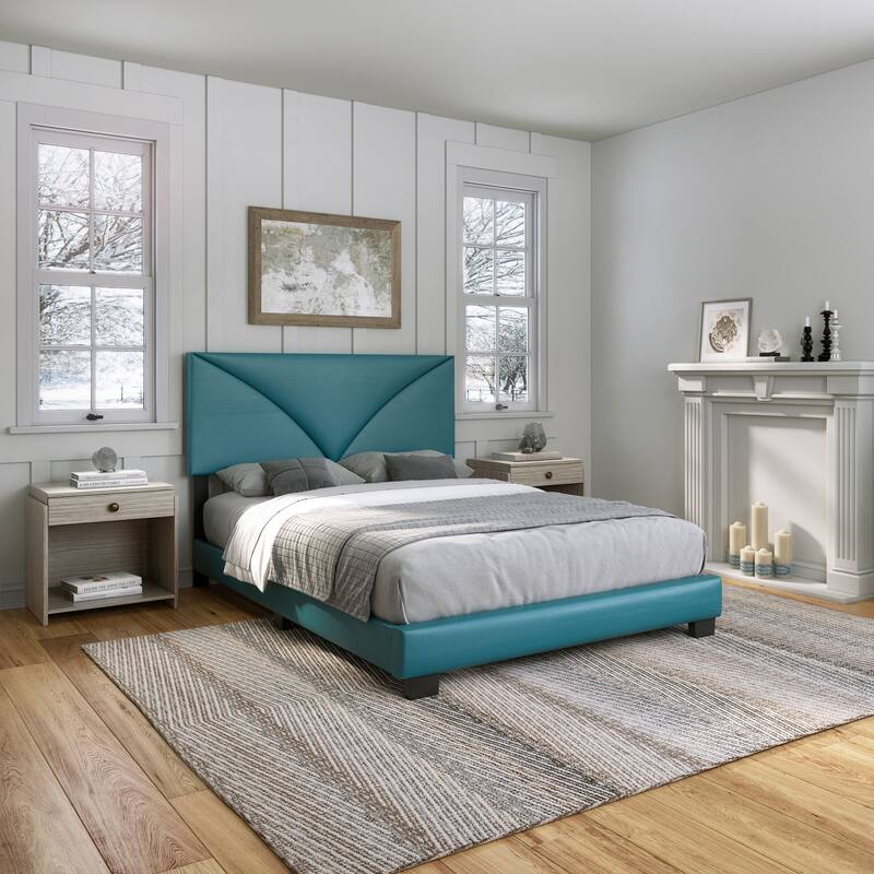 Boyd Sleep Cornerstone Faux Leather Upholstered Platform Bed Frame with Adjustable Headboard