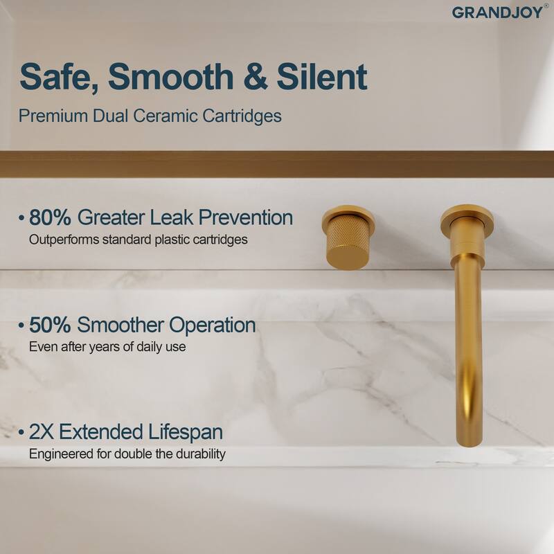 GRANDJOY 2-Handle Wall Mounted Bathroom Faucet