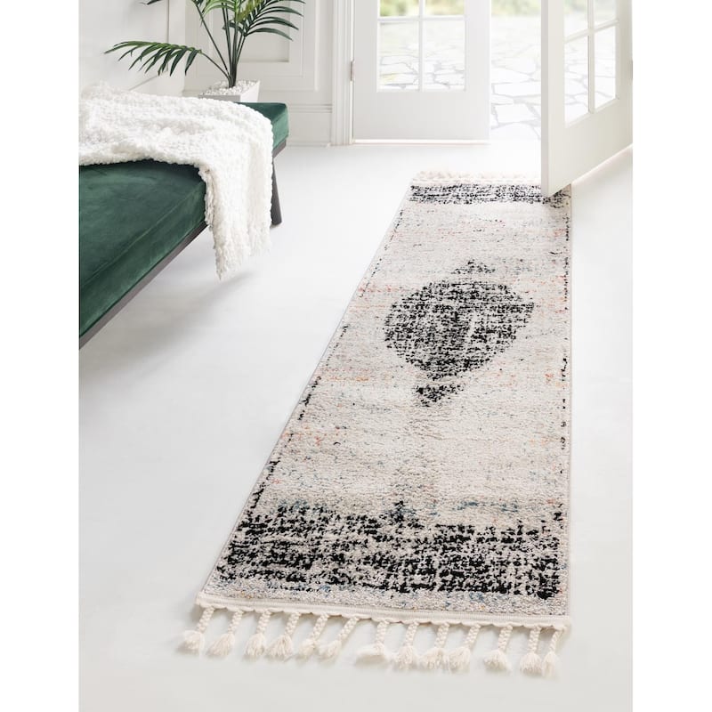 Contemporary Ariella Collection Area Rug - 2'7"x13' - Ivory