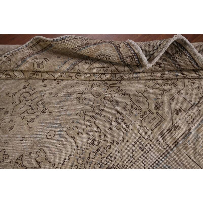 Distressed Tabriz Persian Vintage Area Rug Hand-Knotted Wool Carpet - 6'4" x 9'2"