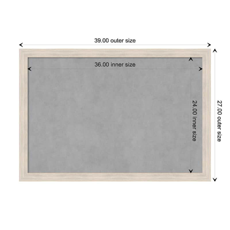 Amanti Art Hardwood White Wash Narrow Framed Magnetic Board - Board Size 36x24