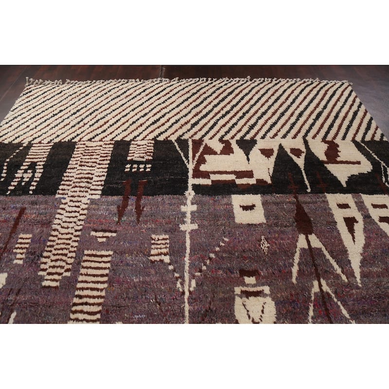 Tribal Geometric Oriental Moroccan Area Rug Hand-knotted Wool Carpet - 9'10" x 13'10"