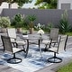 preview thumbnail 70 of 174, Patio Dining Set, Outdoor Dining Table and Chairs Set with Textilene Chairs, Adjustable Umbrella Hole for Garden, Backyard 5 Piece-Round - Grey-Swivel
