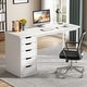 preview thumbnail 5 of 36, 47-inch Computer Desk with 5-drawer, Wood and Metal Writing Desk for Study Living Room White