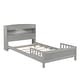 preview thumbnail 31 of 77, Pine Wood Platform Bed Low-Profile Bed Frame with Storage Headboard, Motion Sensor LED Light, Movable Guardrail, Slats Support