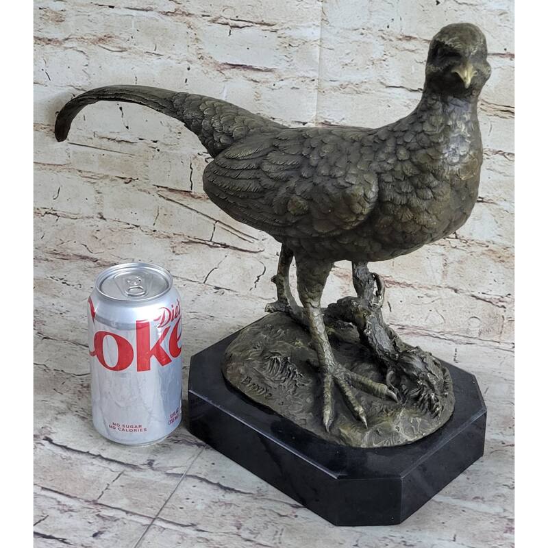 Pheasant Grouse Game Bird Hunter Bronze Marble Statue Sculpture Wildlife Trophy