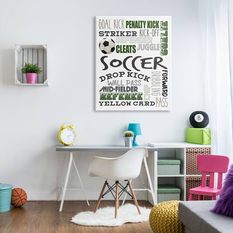Stupell Soccer Team Game Terms Kids' Sports Hobby Canvas Wall Art - Green