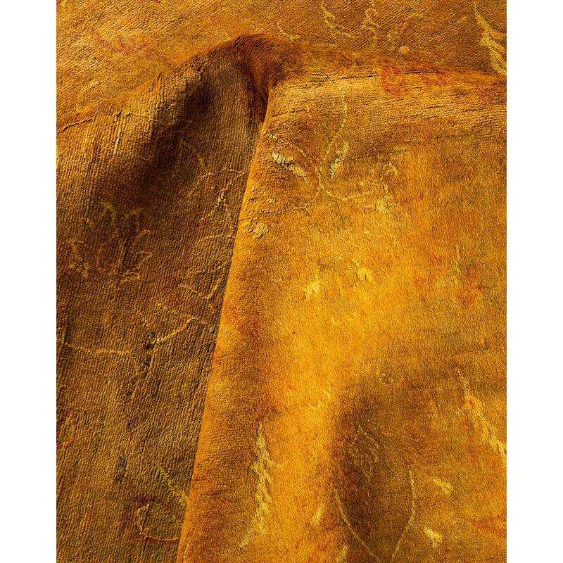 Overton Hand Knotted Wool Vintage Inspired Modern Contemporary Overdyed Brown Area Rug - 9' 2" x 12' 1"