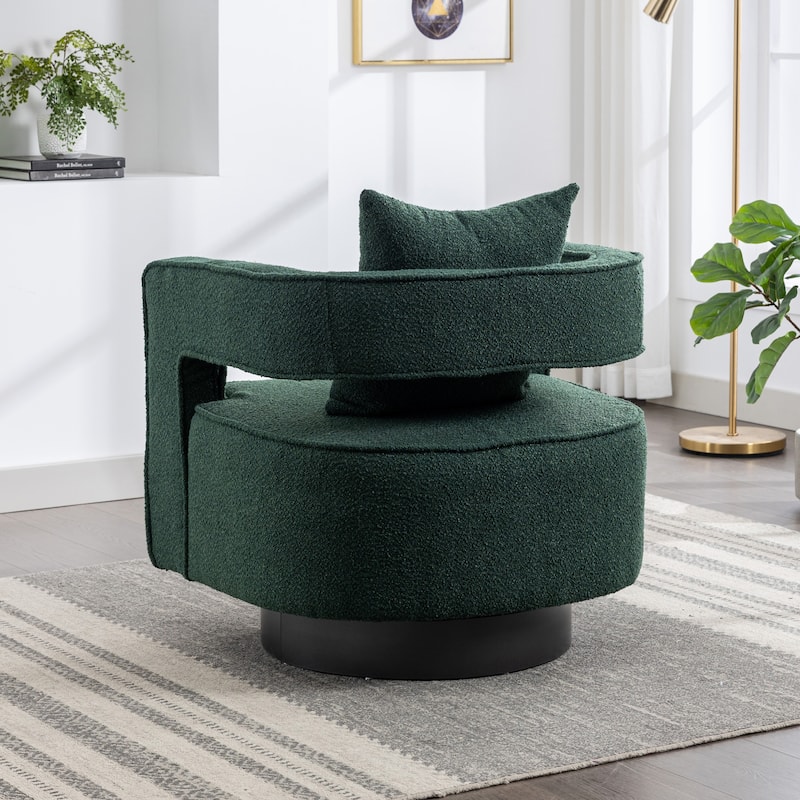 29"W Boucle Upholstered Swivel Armchair Single Sofa