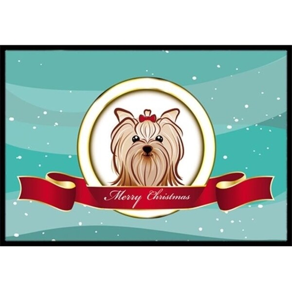 Carolines Treasures BB1514MAT Yorkie Yorkishire Terrier Merry Christmas Indoor & Outdoor Mat 18 x 27 in.