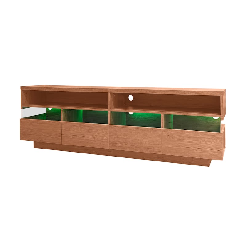 Freestanding TV Console TV Stand with 4 Drawers Media Console Table with Acrylic Transparent Storage for TVs up to 75"