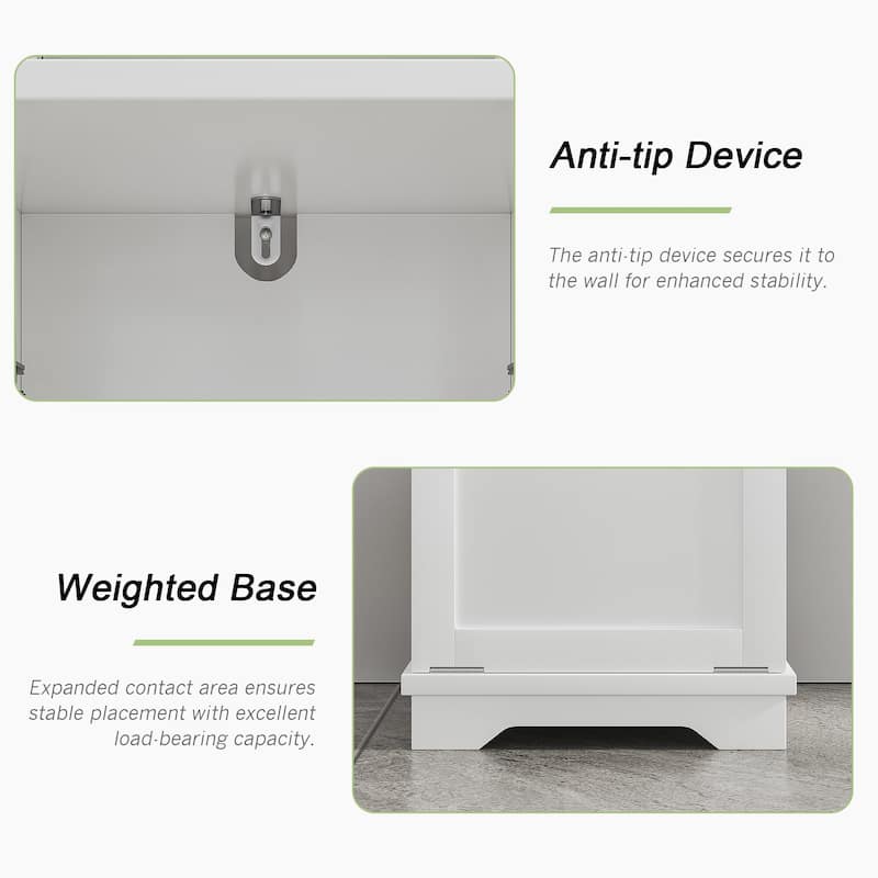 VECELO Tilt Out Laundry Hamper Cabinet with Laundry Baskets Hamper Bathroom Storage Cabinet Laundry Cabinet with Drawer