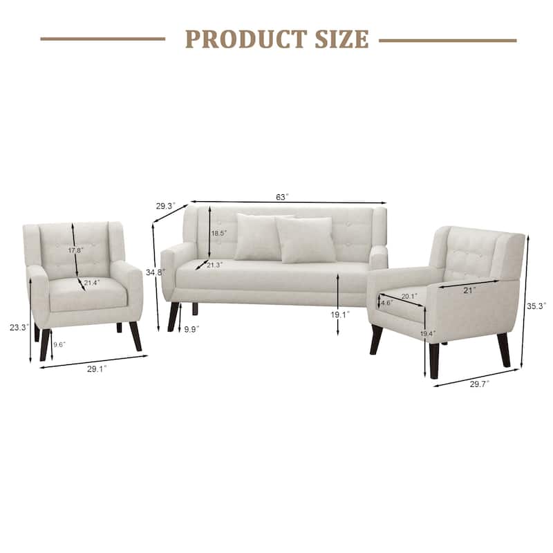 Modern Upholstered Faux Leather Tufted Armchair Linen Accent Chairs