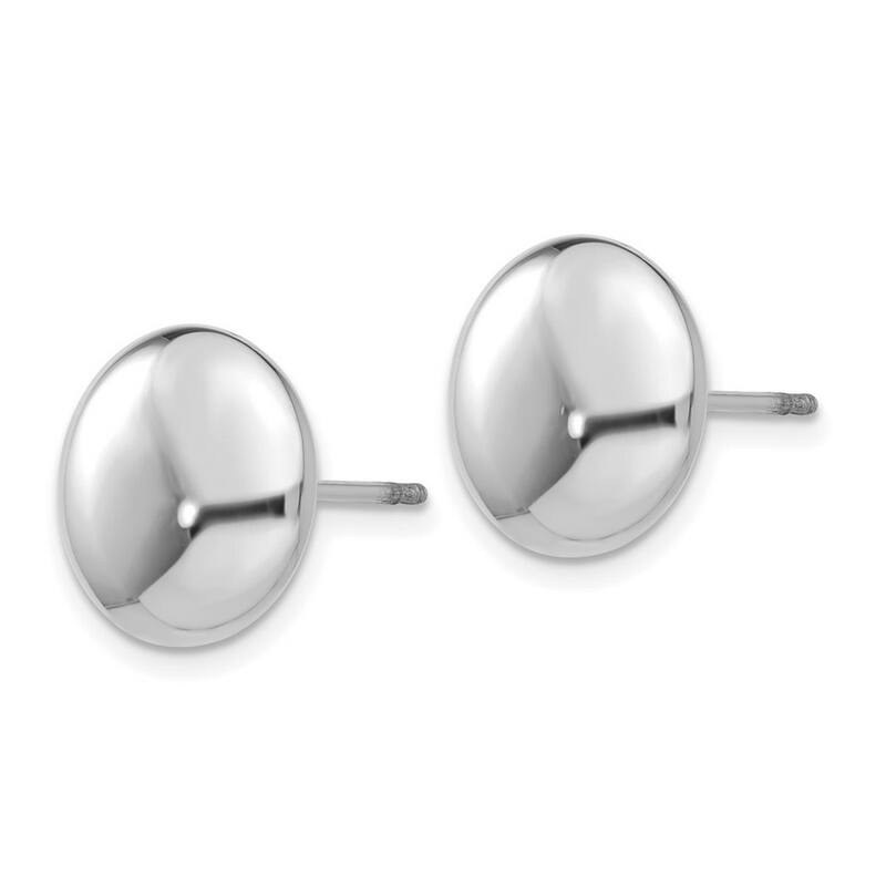 Curata 14k White Gold 12mm Polished Round Button Post Earrings