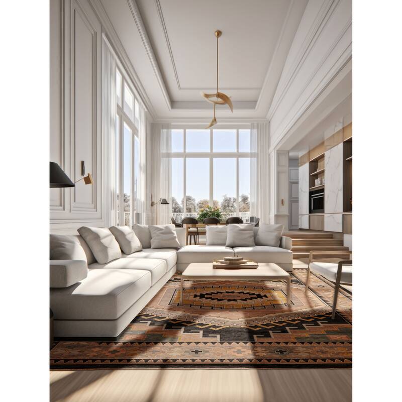 ECARPETGALLERY Hand-knotted Modern Oushak Charcoal Wool Rug - 9'10 x 13'10