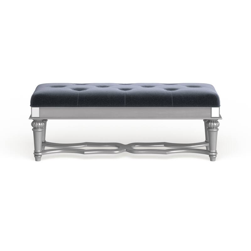 Silver Orchid Heston Velvet Tufted Bedroom Bench