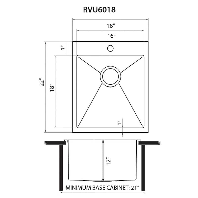Ruvati Topmount Laundry Utility Sink 18 x 22 x 12 inch Rounded Corners Deep 16 Gauge Stainless Steel - 18 x 22 - 18 x 22