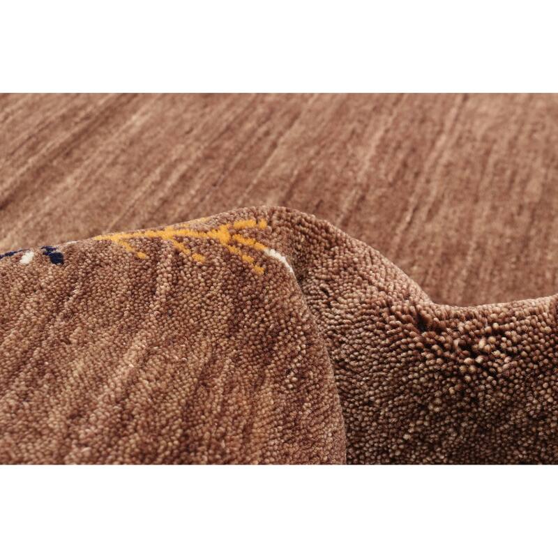 ECARPETGALLERY Hand Loomed Kashkuli Gabbeh Brown Wool Rug - 4'10 x 7'11