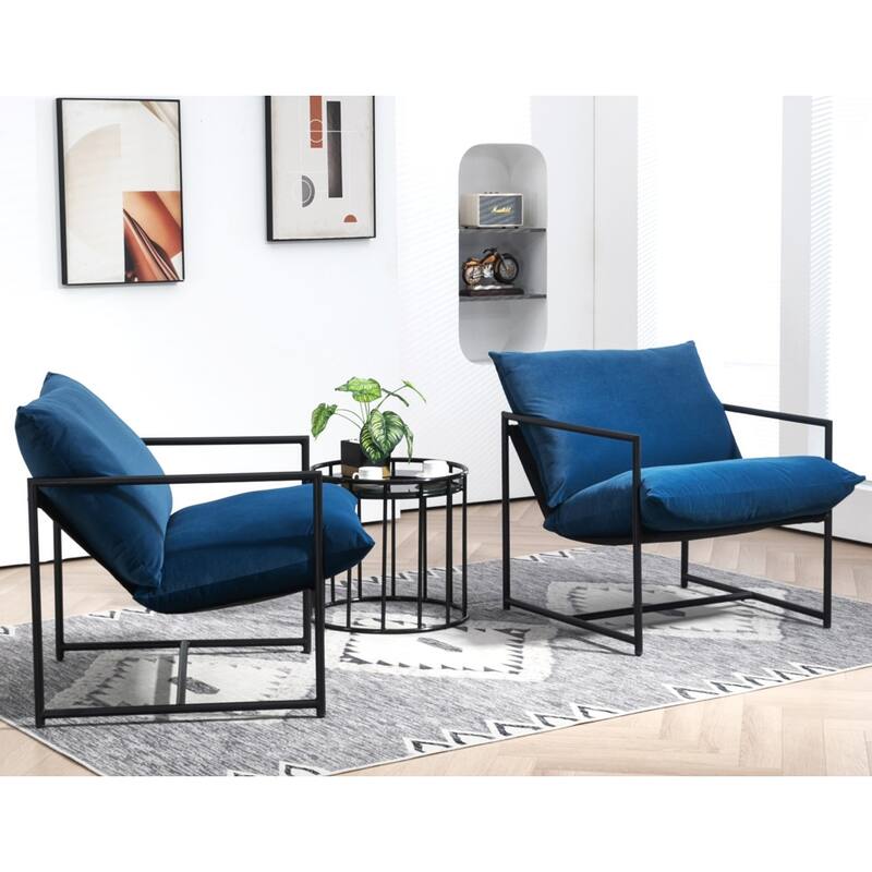Modern Textured Velvet Sling Accent Chair