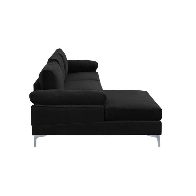 Velvet Upholstered L-Shape Sectional Sofa