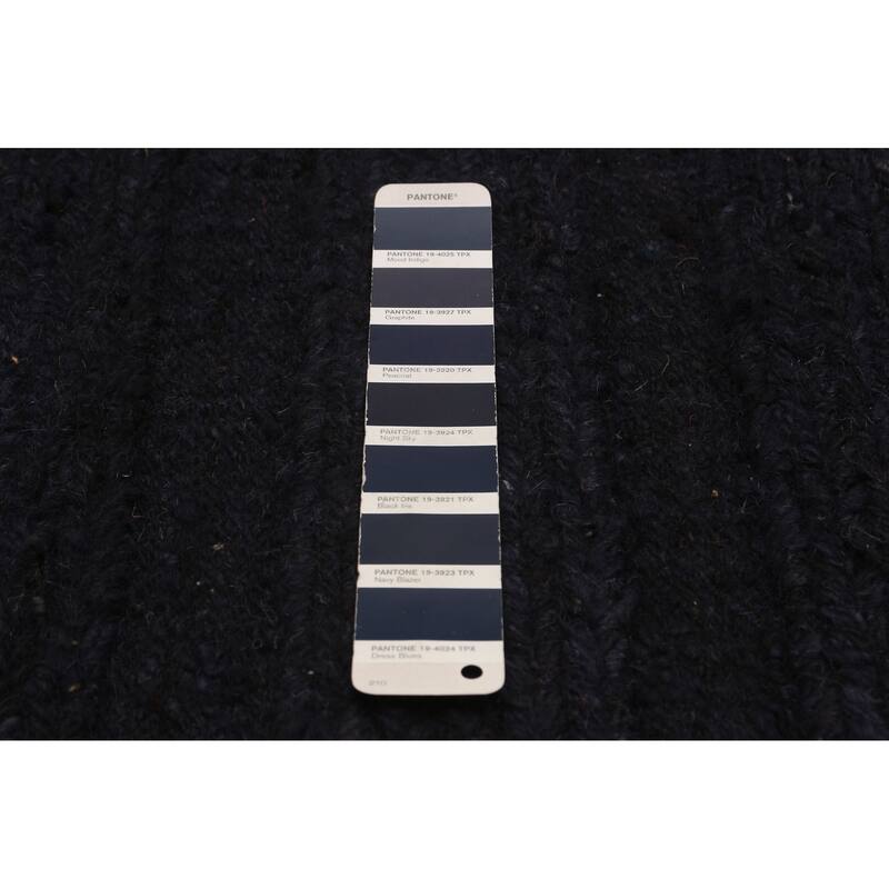 ECARPETGALLERY Flat-Weave Natural Navy Wool Tapestry Kilim - 6'8 x 6'6