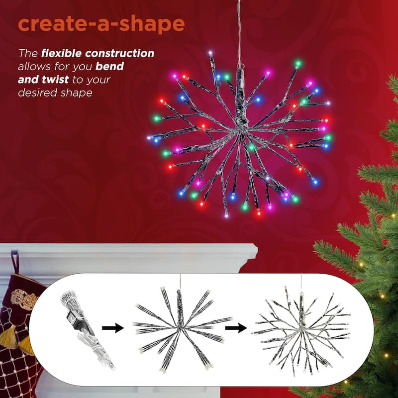 Alpine Corporation 10"H Indoor Christmas Snowflake Ornament with LED Lights