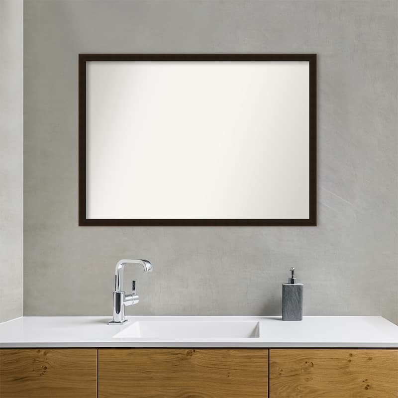 Non-Beveled Wood Bathroom Wall Mirror Frame - Espresso Brown