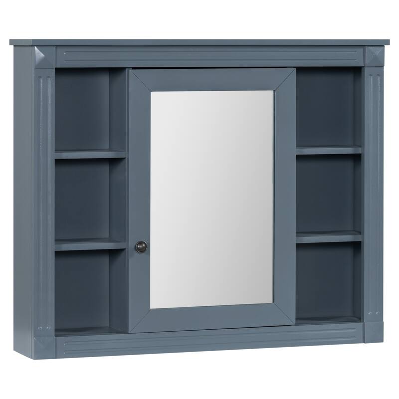 Wall-Mounted Medicine Cabinet with Mirror, Modern Bathroom Storage Cabinet, Adjustable Shelves, Towel Rod, Black