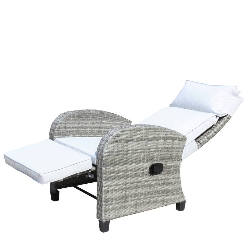 Outdoor Wicker Conversation Chairs w/ Adjustable Backrest and Armrests