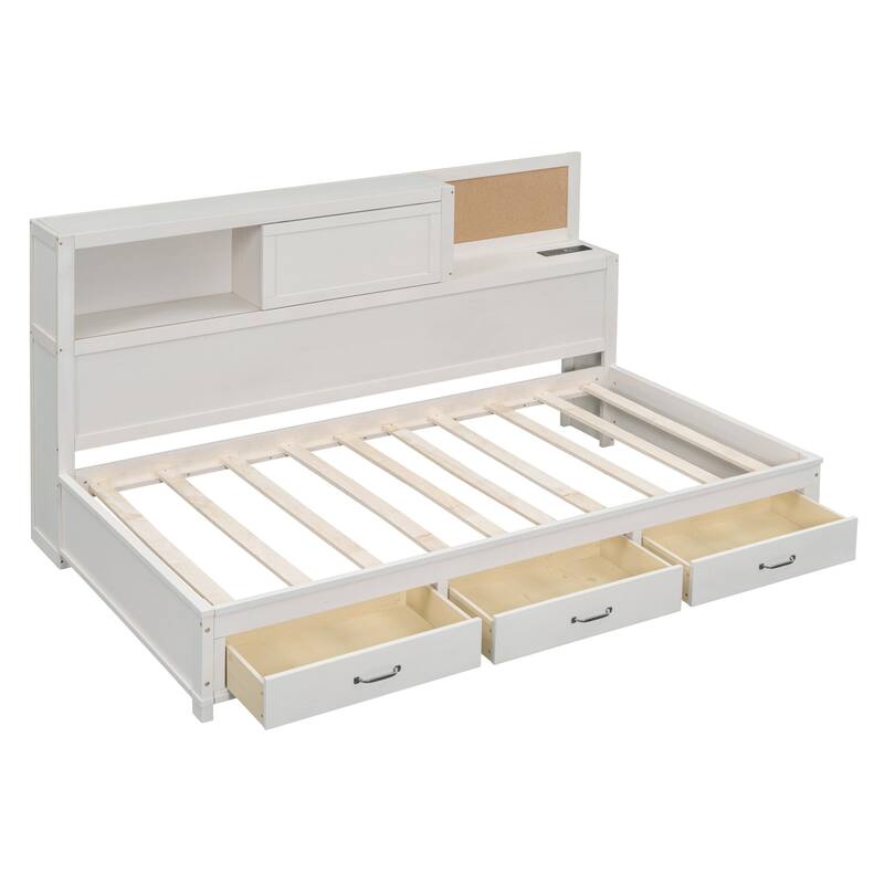 Wooden sofa bed with 3 storage drawers