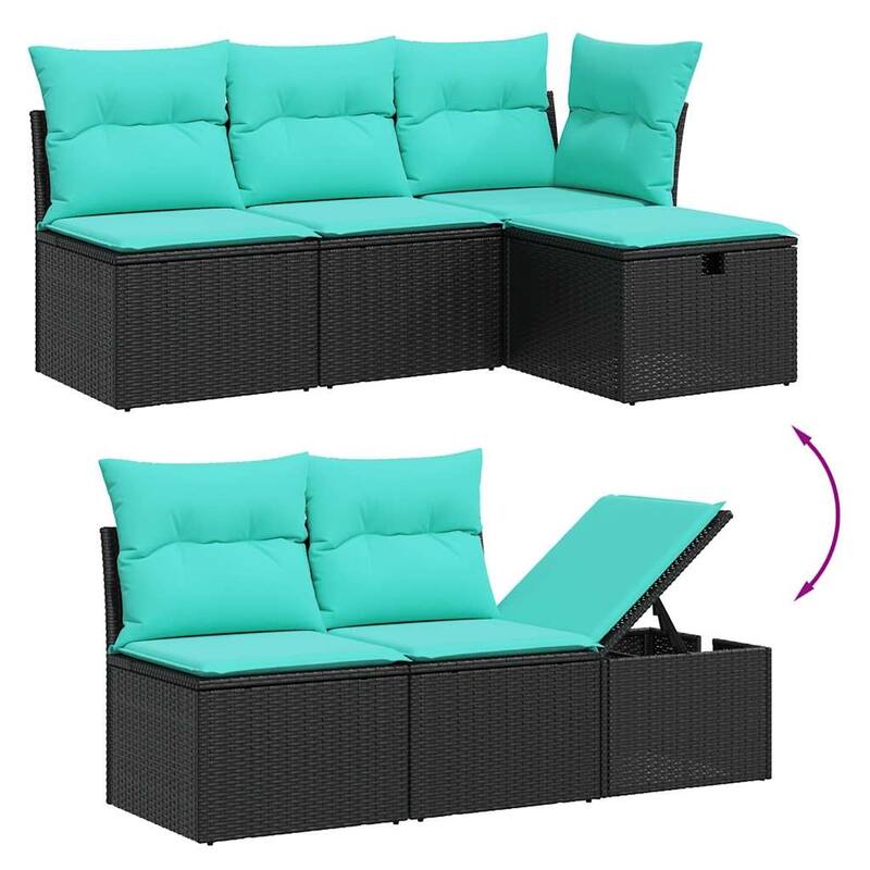vidaXL Patio Sofa Set with Cushions Sectional Couches 7 Piece Poly Rattan