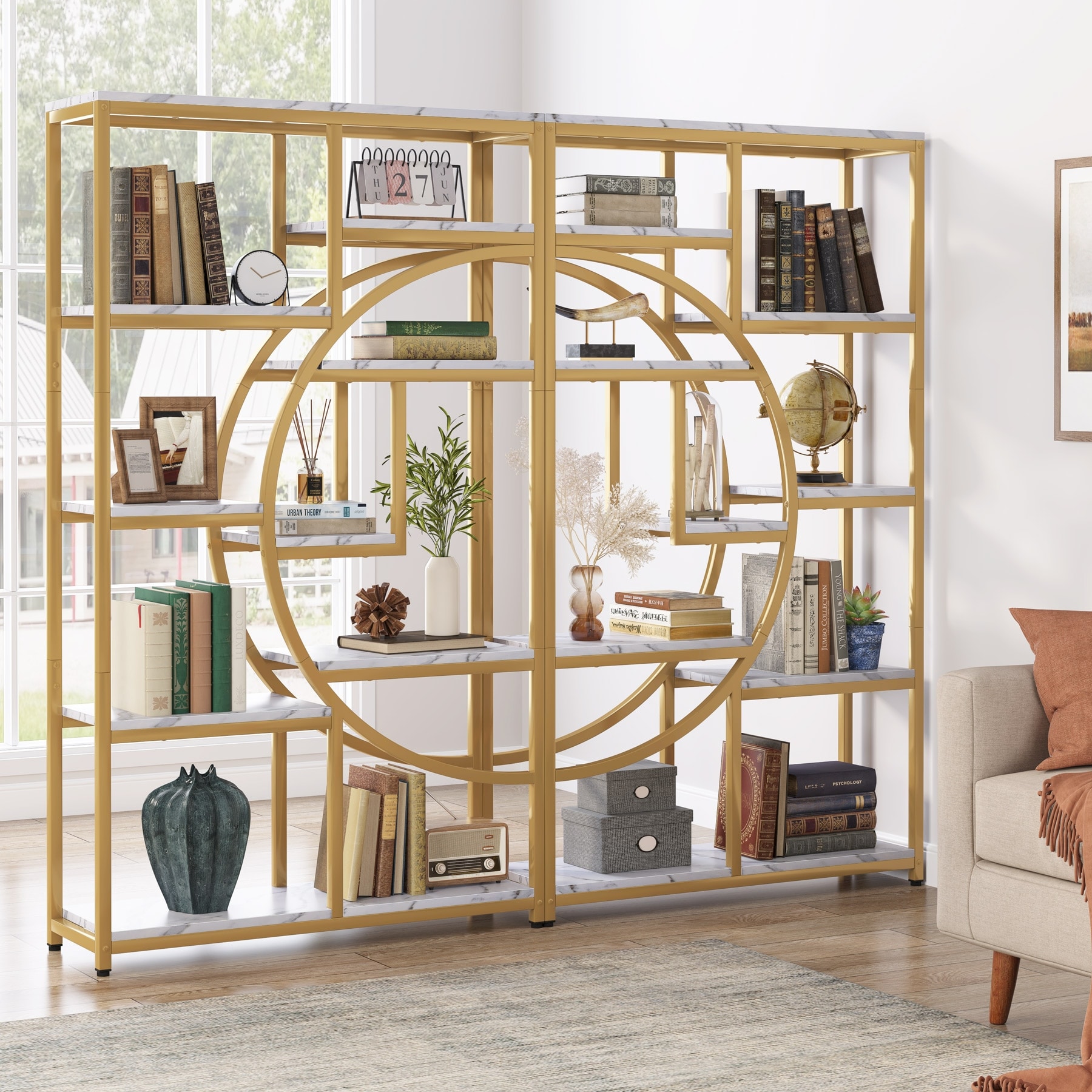 Bookshelf 5 Shelf Bookcase, Industrial Etagere Bookcase with 8-Open Storage Shelf