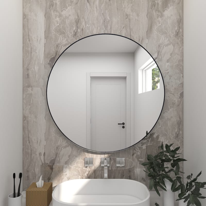 Black, White or Gold Wood Wall Mirror with Thin Frame